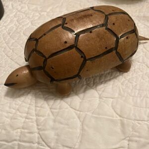 Vintage Wood Bobber Nodder Carved Turtle Japan Bobble head